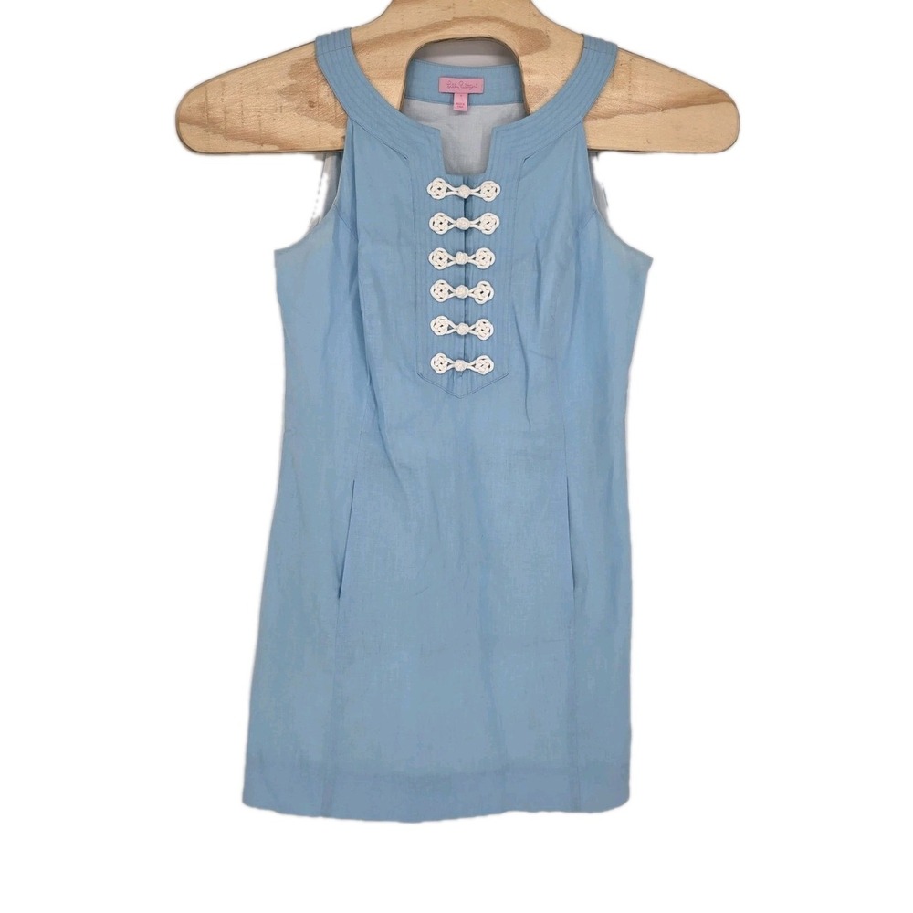 LILLY PULITZER Women's 8 Cocktail Dress Blue White Beach Vacation Party Lake